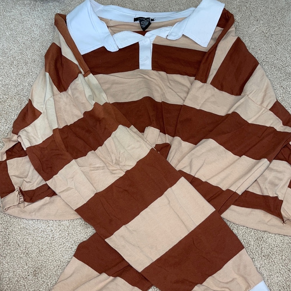 Striped long sleeve with collar